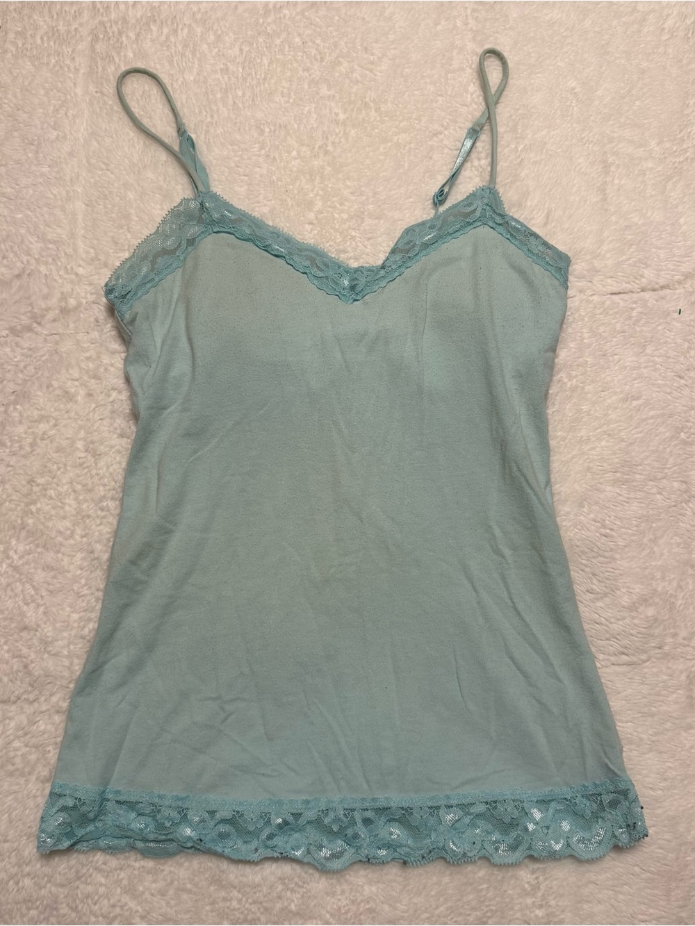 No Boundaries Light Blue Lace-Trim Camisole